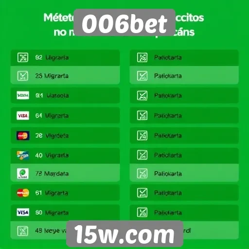 Métodos de pagamento aceitos no 006bet
